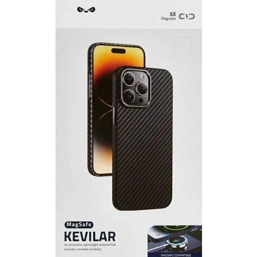 Чехол для iPhone 15 Pro Max с MagSafe Keephone KEVILAR, черный кевларовый чехол для Айфон 15 Про Макс Черный чехол с magsafe для iphone 15 kevilar чёрный