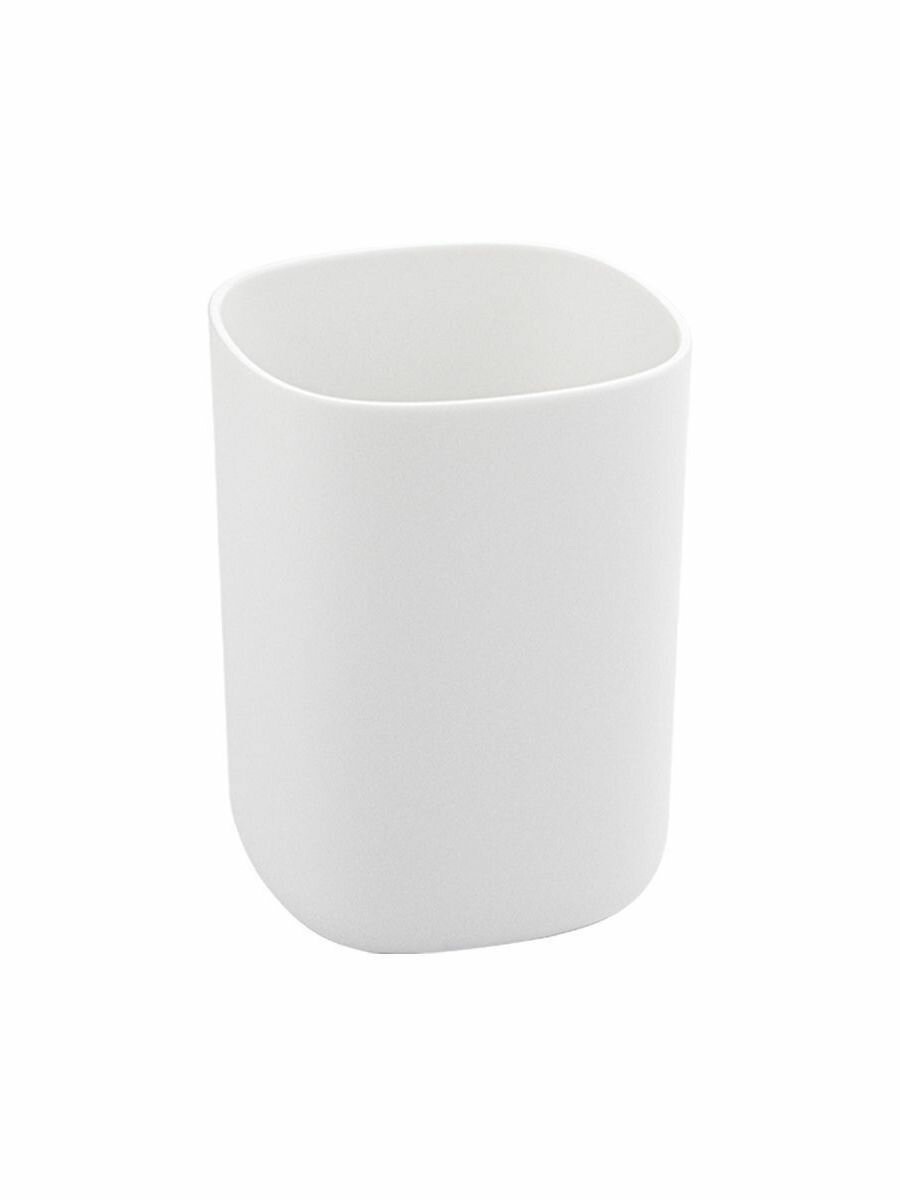 фото Стакан для зубных щёток и паст настольный, белый пластиковый