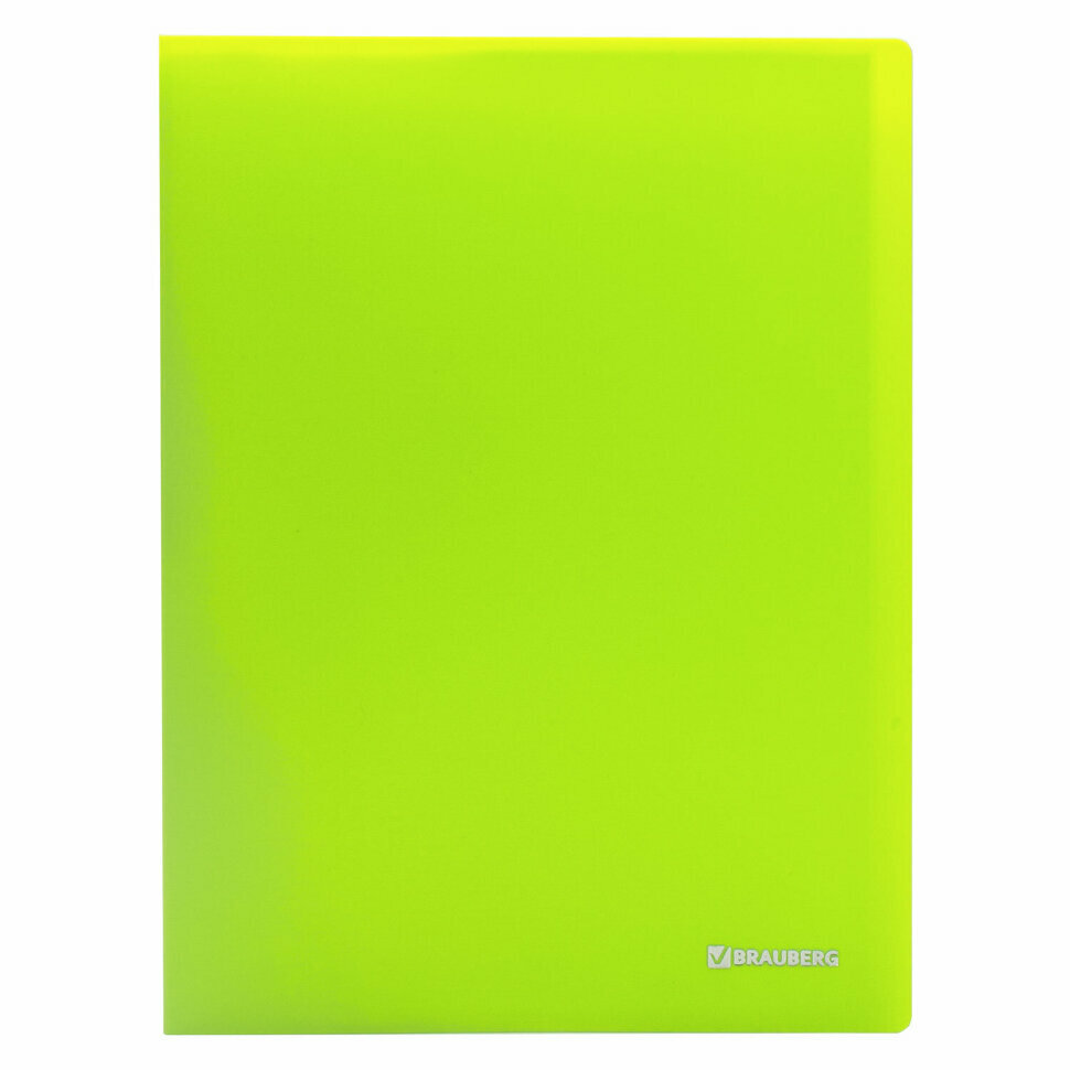 Папка 40 вкладышей BRAUBERG "Neon", 25 мм, неоновая зеленая, 700 мкм, 811821, 811821