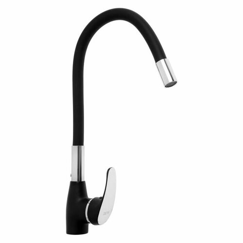 Смеситель для кухни Z6972 силиконовый излив картридж 40 мм латунь черныйхром 6360₽