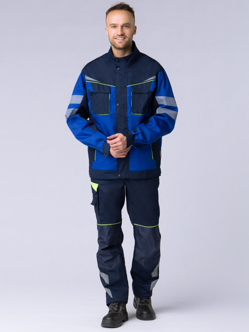 Куртка укороченная мужская PROFLINE SPECIALIST (тк. Смесовая,240), т. синий/васильковый (44-46; 182-188)