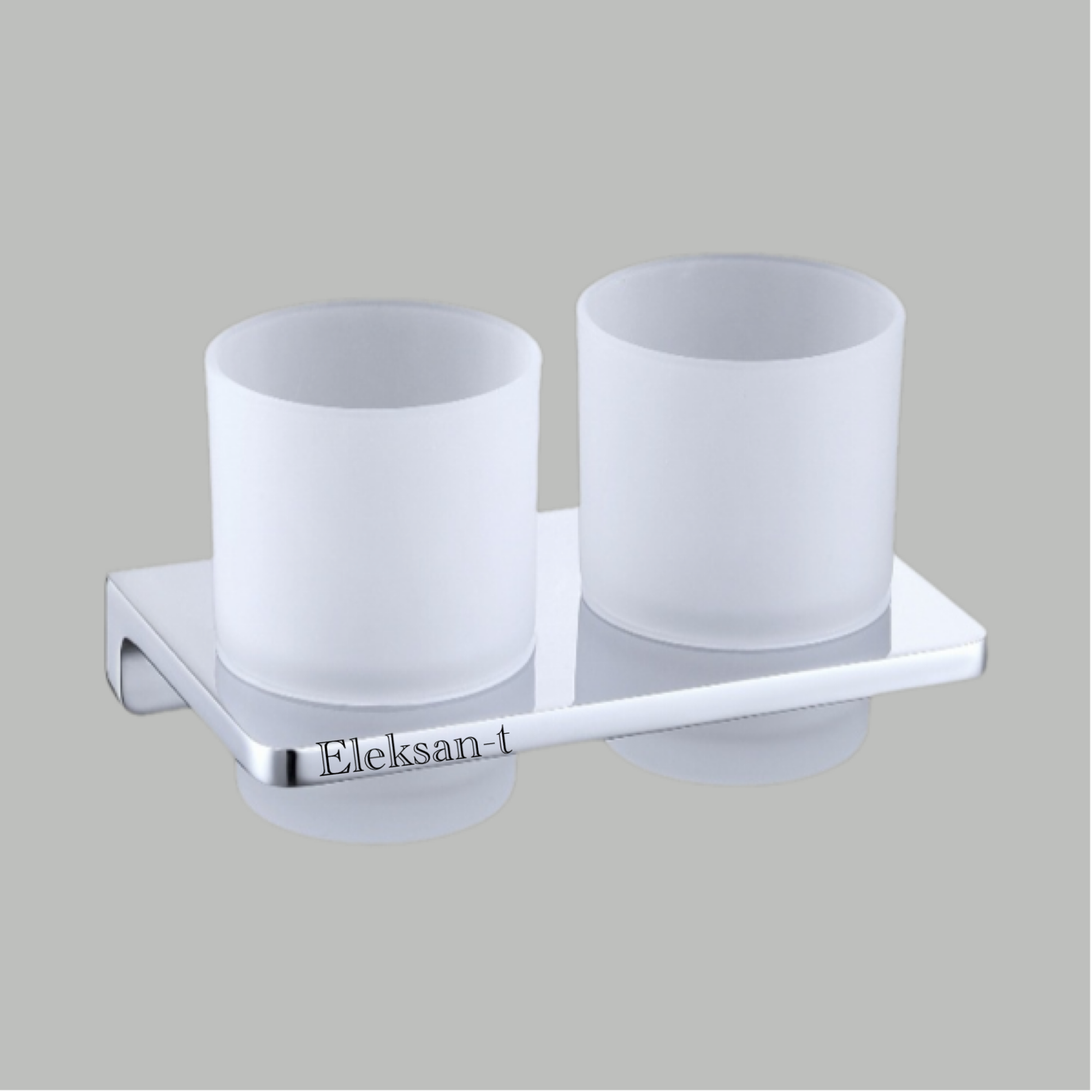 фото Настенный стеклянный стакан двойной (квадратный) Kern 9504 Chrome