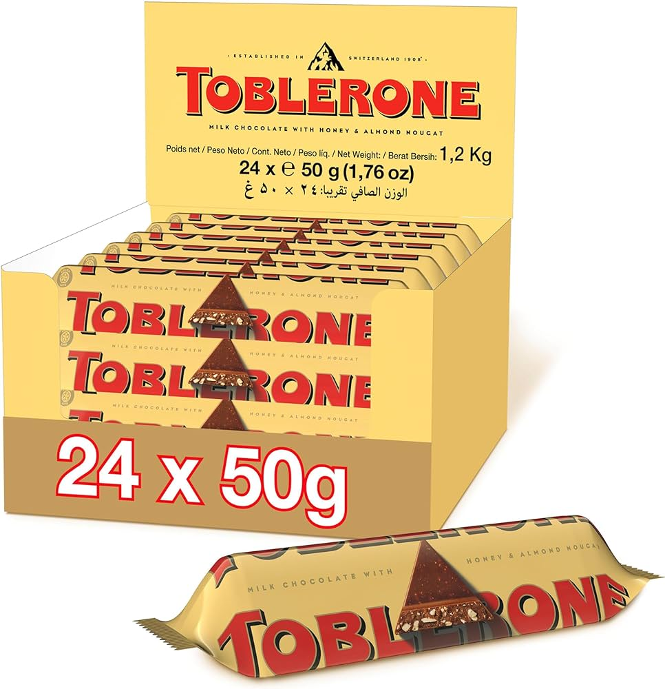 Молочный шоколад Toblerone 50 грамм Упаковка 24 шт