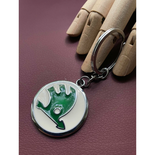 Брелок Skoda, гладкая фактура, Skoda, зеленый, белый