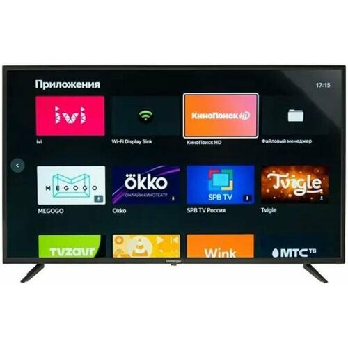 Prestigio LED LCD TV 50(3840x2160) VA LED, 250cd/m2, USB, HDMI, RCA, CI slot, Optical, Media player, Android 9, MT9632, Smart 1.5+8Gb, DVB-T2/T/C/S2,