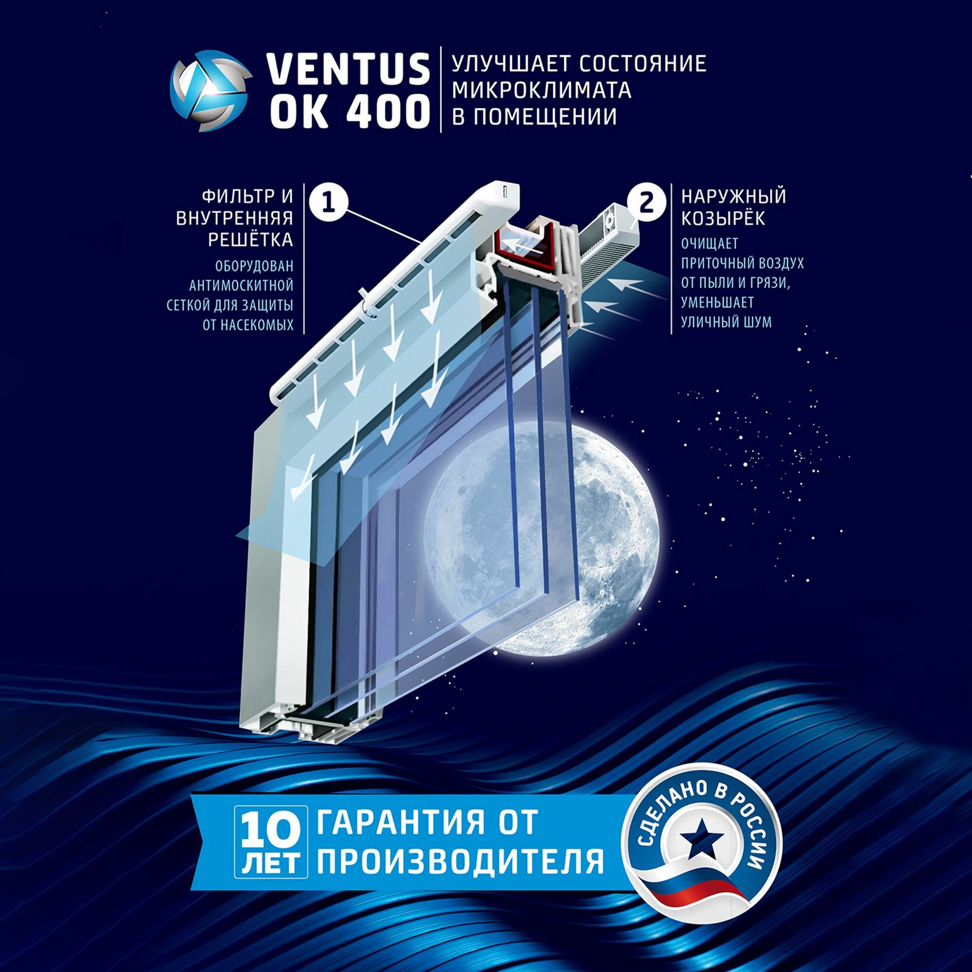 Оконный приточный клапан Ventus OK-400