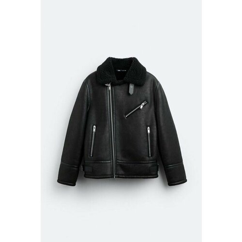 Дубленка Zara, размер XL, черный куртка дубленка zara черный