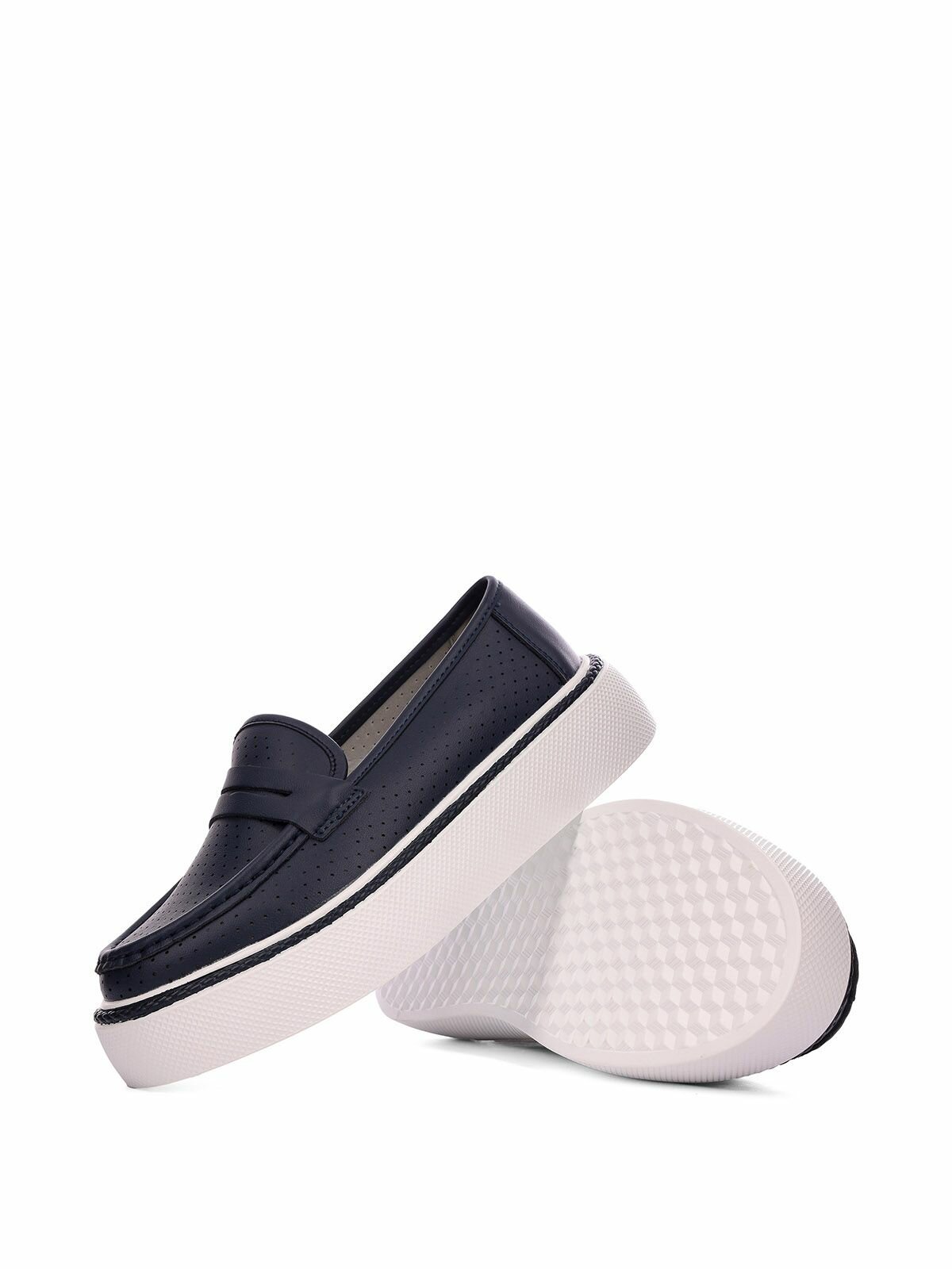 фото Синие женские кожаные туфли лоферы на толстой подошве Zenden 40-41WA-175VT