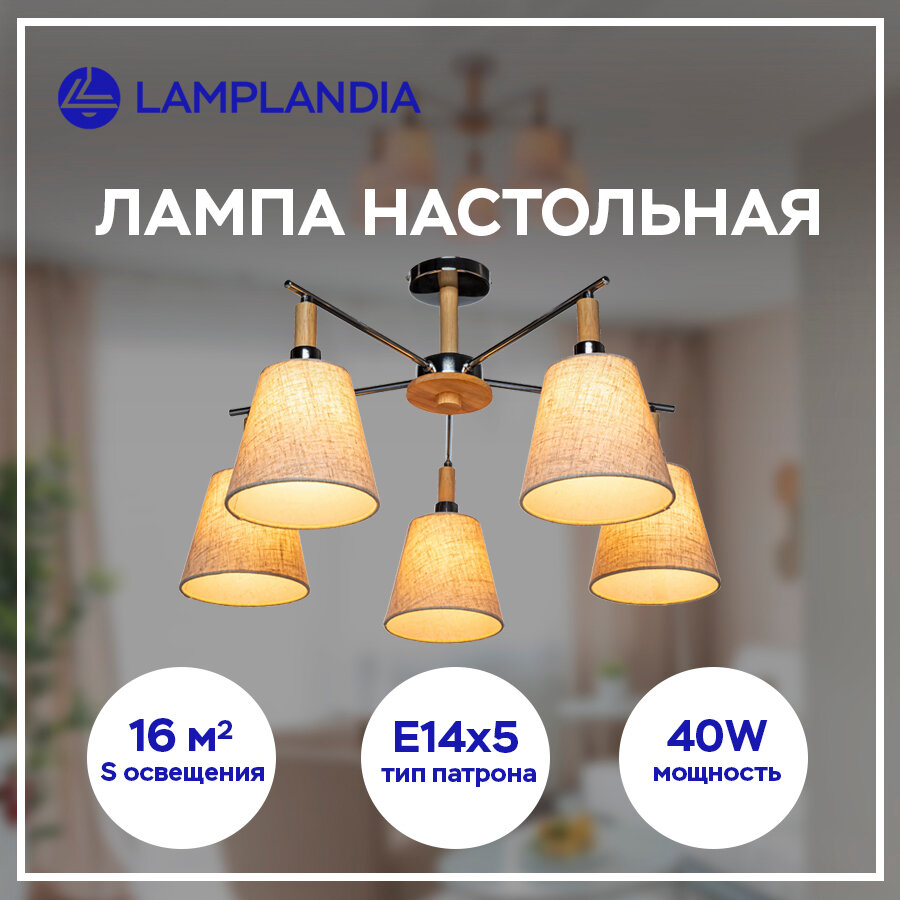 Люстра потолочная Lamplandia Antolla L1475, 5 ламп, 18 м², цвет никель/серый - фото №16