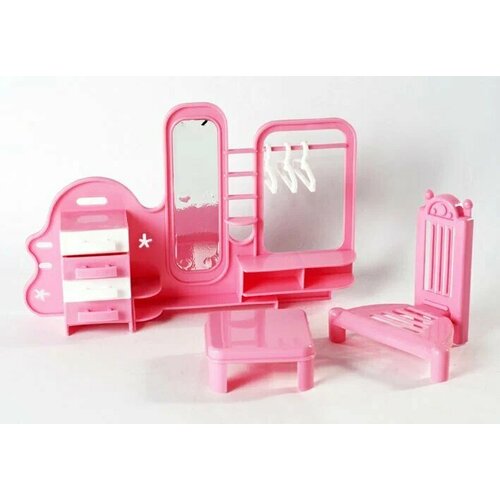 Набор мебели для кукол прихожая (Кристина) /7 элементов / в пакете с-52-ф, розовый Т набор мебели форма прихожая сонечка для любимой куклы с 130 ф