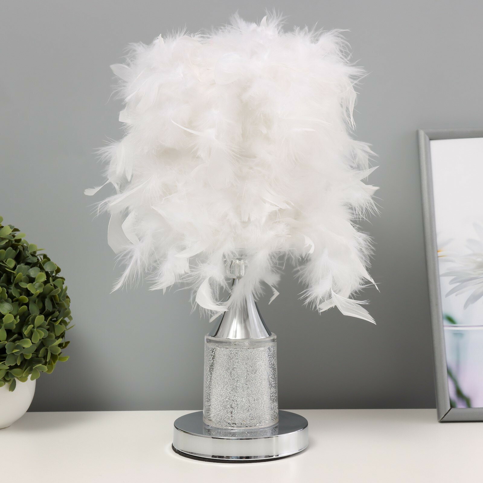 фото Настольная лампа с подсветкой "Гламур" E27 40Вт хром 26х26х37см RISALUX