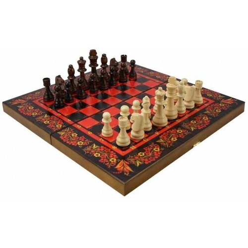 Мастер Бамбук SA-SH-503 Набор игр шахматы нарды, шашки с доской хохлома красная мастер бамбук