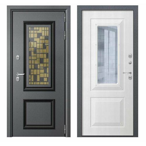 Дверь мет Plata серый муарст бронзабелое дерево 860прав 84000₽