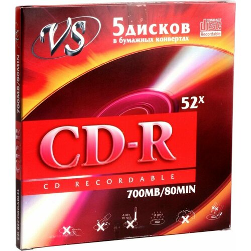 Диски VS CD-R 80 52x конверт/5 (VSCDRK501) vs диски cd r 80 52x cb 10 cdrcb1001