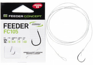 Крючки с поводком Feeder Concept серии 105, длина 70см, крючок 004, леска 0,20мм 10шт.