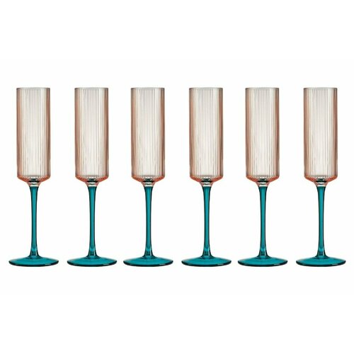Набор бокалов для шампанского Modern Classic розовый-зелёный 02 л 6 шт Pozzi Milano 1876 8552₽