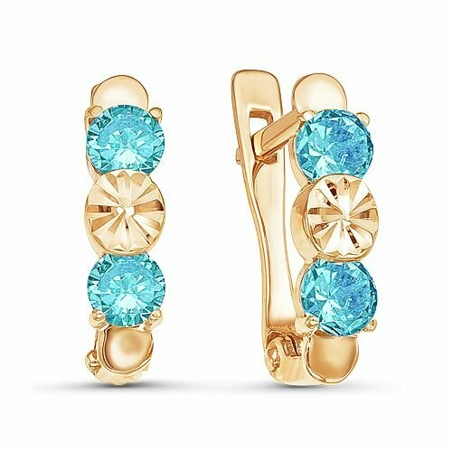 Серьги Nasip, красное золото, 585 проба, фианит, бело-синий