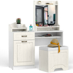 фото Комплект мебели Моби Ливерпуль 12.46 + 10.118 + 10.117 + 14.02 ясень ваниль/белый не универсальная сборка