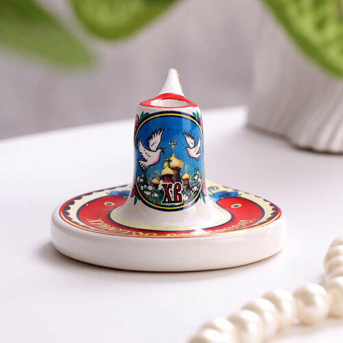 Подсвечник, на блюдце, малый разноцветный