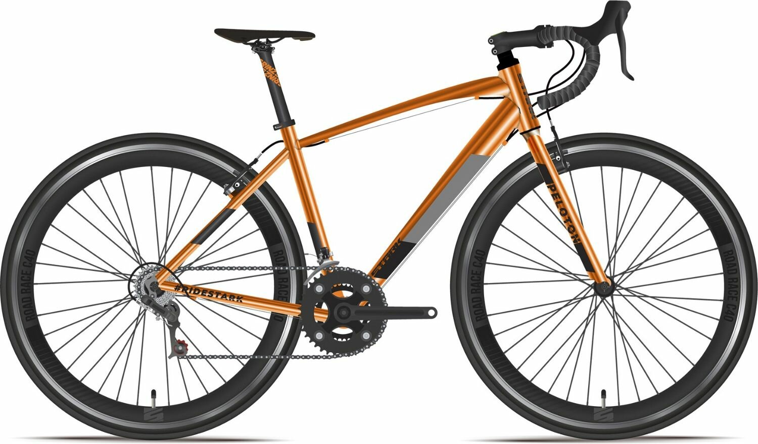 фото Велосипед Stark Peloton 700.1 D (2024) (Велосипед Stark'24 Peloton 700.1 D оранжевый/черный/серый 20", 28"(700C) HQ-0015136)