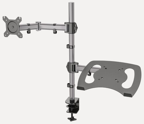 Изображение товара Кронштейн для монитора/ноутбука Cactus CS-VM-LH07-AL, до 27", до 8кг, настольный, поворот и наклон, серебряный