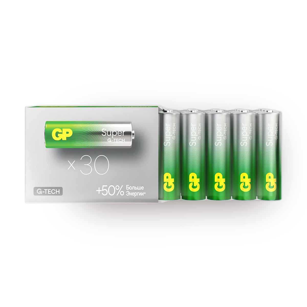 Батарейки GP Super AA, алкалиновые, 30 штук, зеленый, серый, 1 упак.