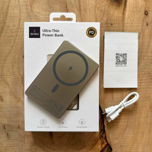 Внешний аккумулятор с беспроводной зарядкой MagSafe Wiwu Wi-P019 5000mAh 20W Gold 2900₽