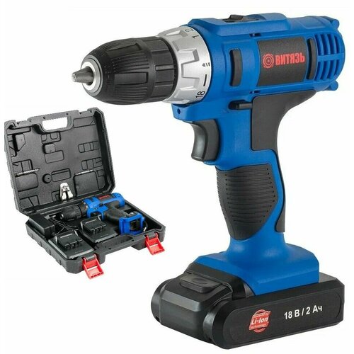 Дрель-шуруповерт аккумуляторная 18В Витязь ДА-118-2 кейс в комплекте 2 аккумулятора 14626₽