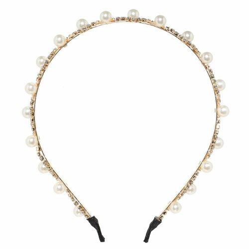 (W)Ободок для волос, 13х13 см, пластик/металл, золотистый, Бусины, Hairstyle