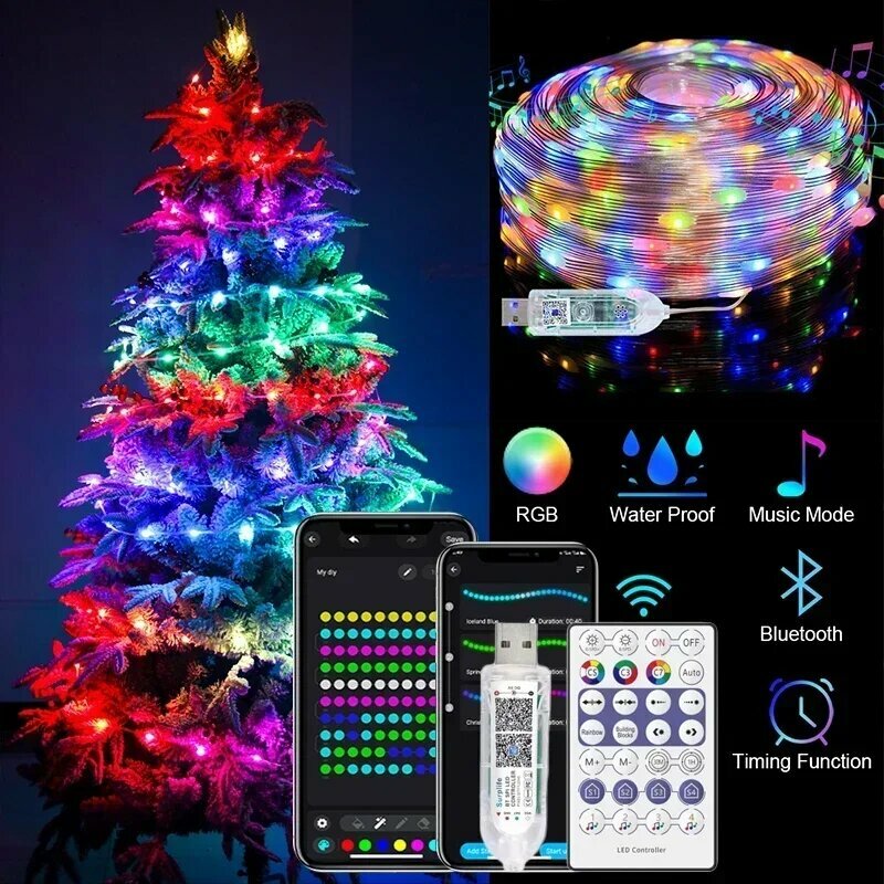 Bluetooth RGBIC светодиодная гирлянда MtReal 40 м, 10m, Bluetooth Full Set