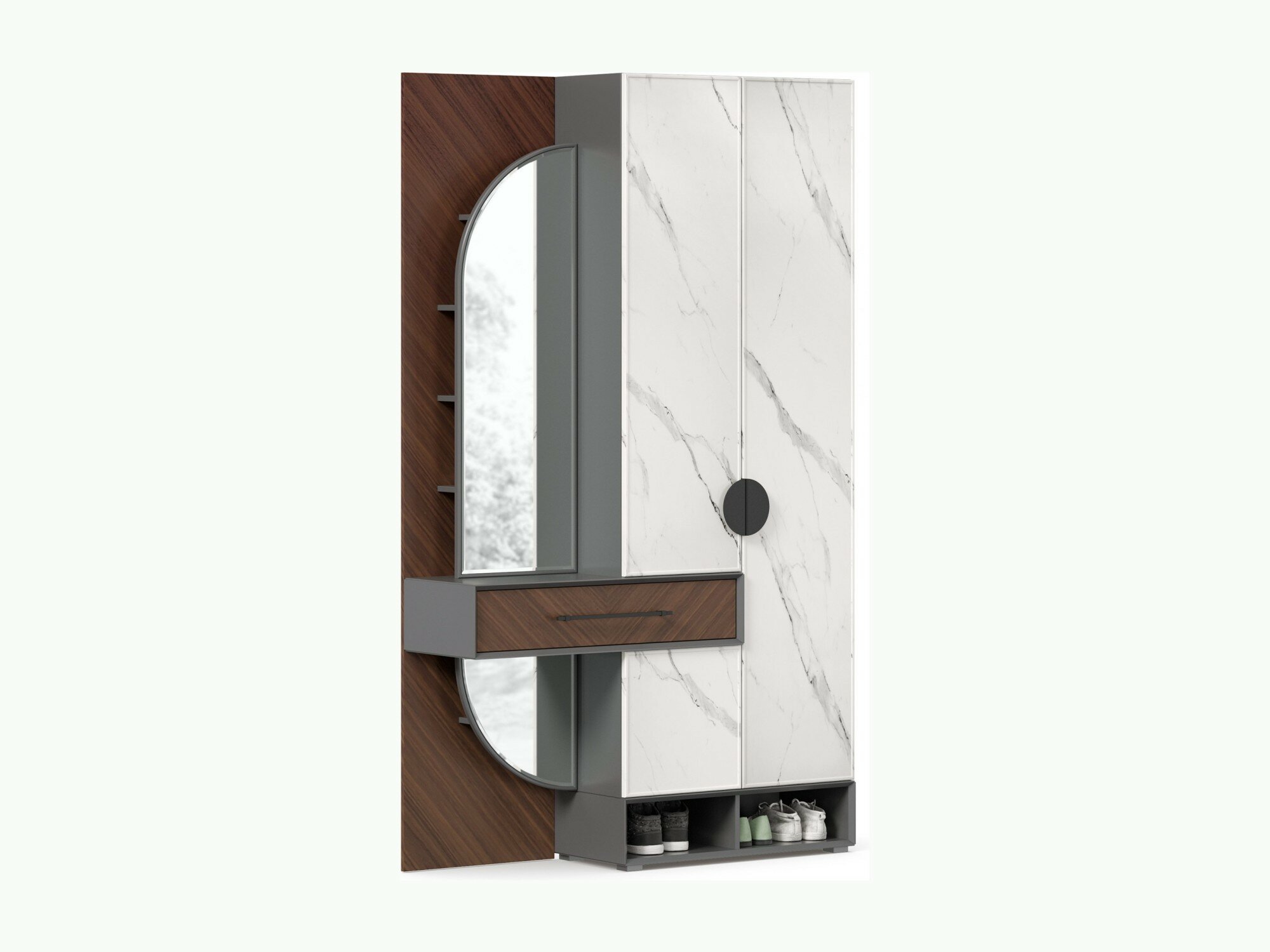 фото Вилена Шкаф комбинированный (Оникс Серый/Орех)