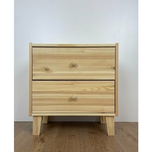 Прикроватная тумба на ножках деревянная с 2 ящиками, массив сосны