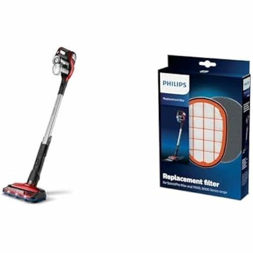 Беспроводной пылесос Philips XC7042/01 SpeedPro Max серии 7000 (аккумуляторный пылесос, всасывающая насадка 360 , время работы аккумулятора 65 минут), красный со сменным фильтром FC5005/01