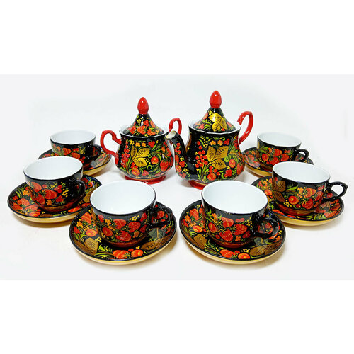 Сервиз для чая на 6 персон Хохлома