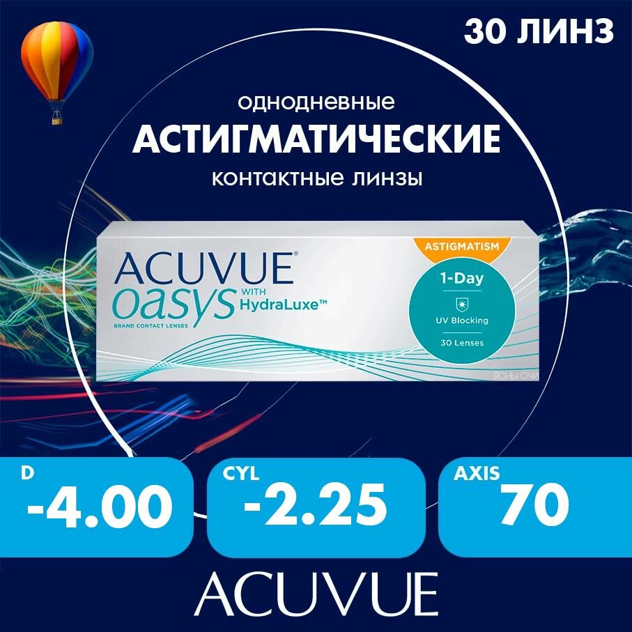 Acuvue Oasys 1day with hydraluxe for astigmatism 30 линз40022570