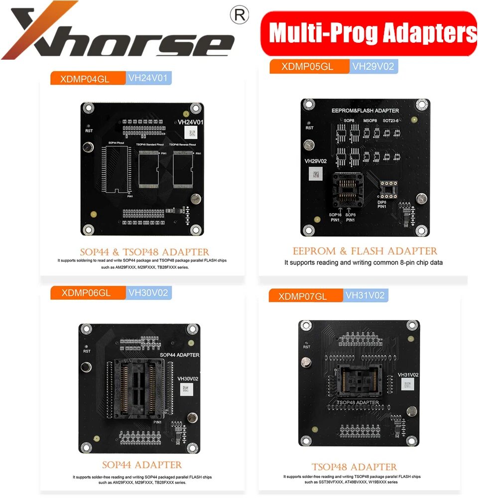 Xhorse Multi-адаптер Prog Kits XDMP04GL VH24 SOP44 TSOP48 XDMP05GL VH29 EEPROM FLASH XDMP06GL VH30 SOP44 XDMP07GL VH31 TSOP48