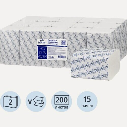Изображение товара Салфетки бумажные Luscan Professional N4 2-сл 200 л 15 пач/уп