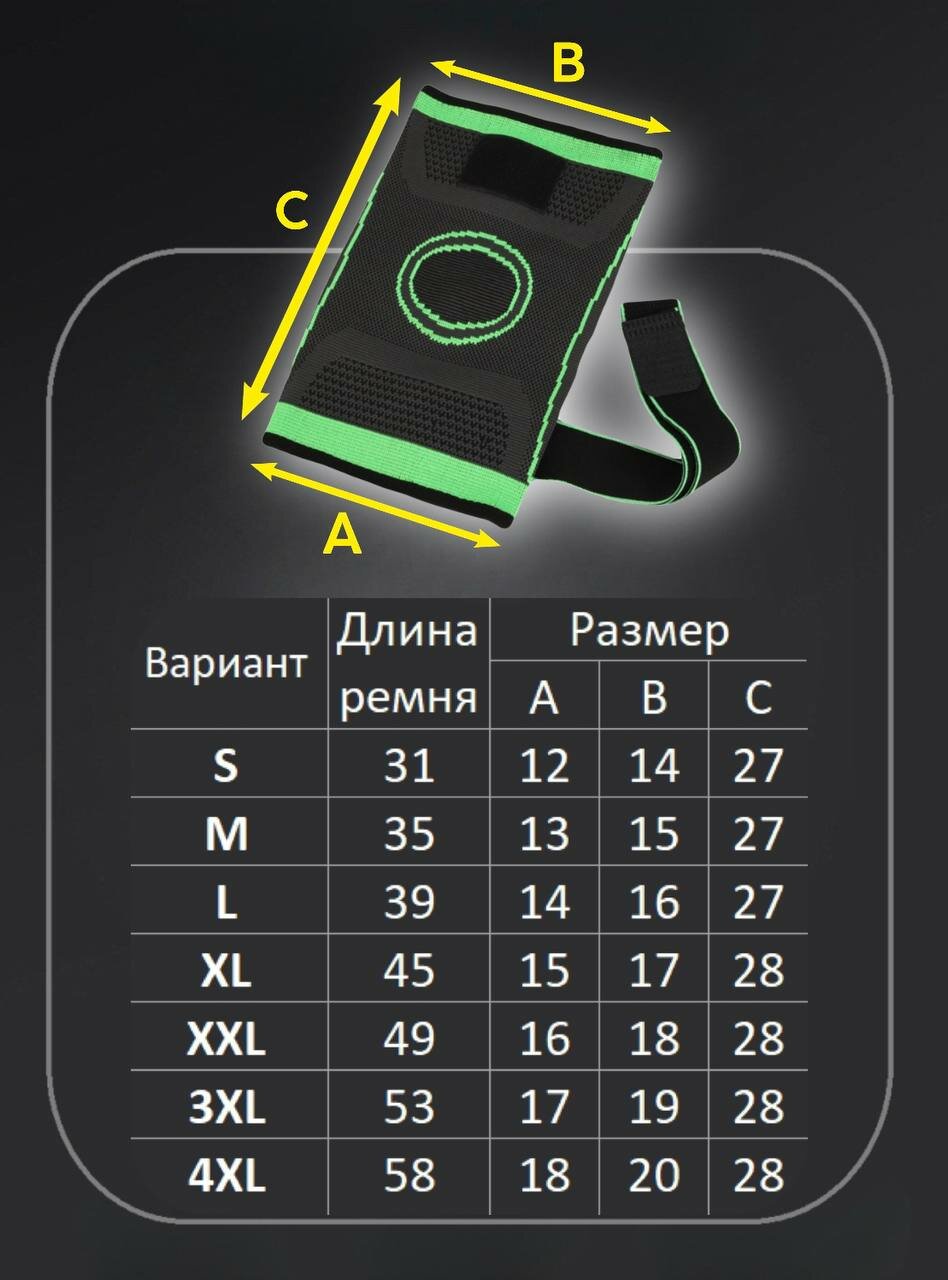 Изображение Наколенники ортопедические для суставов, спортивные, черно-зеленые, 2 шт.