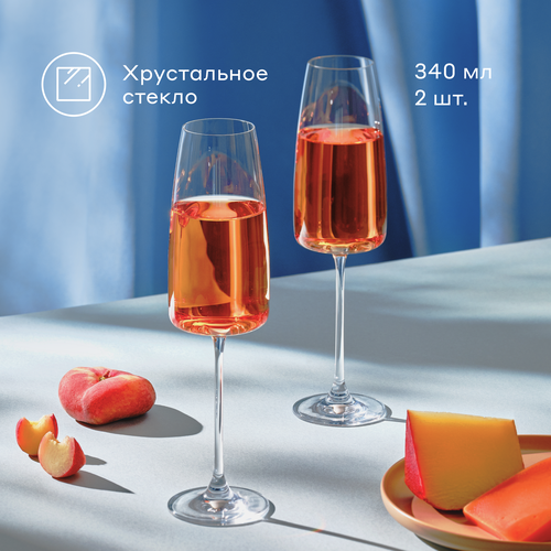 Набор бокалов для шампанского Pragma Ommo 2 шт 340 мл хрустальное стекло 955₽