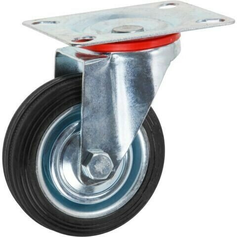 Опора колёсная d-75мм на площадке без фиксатора, резиновая STARFIX