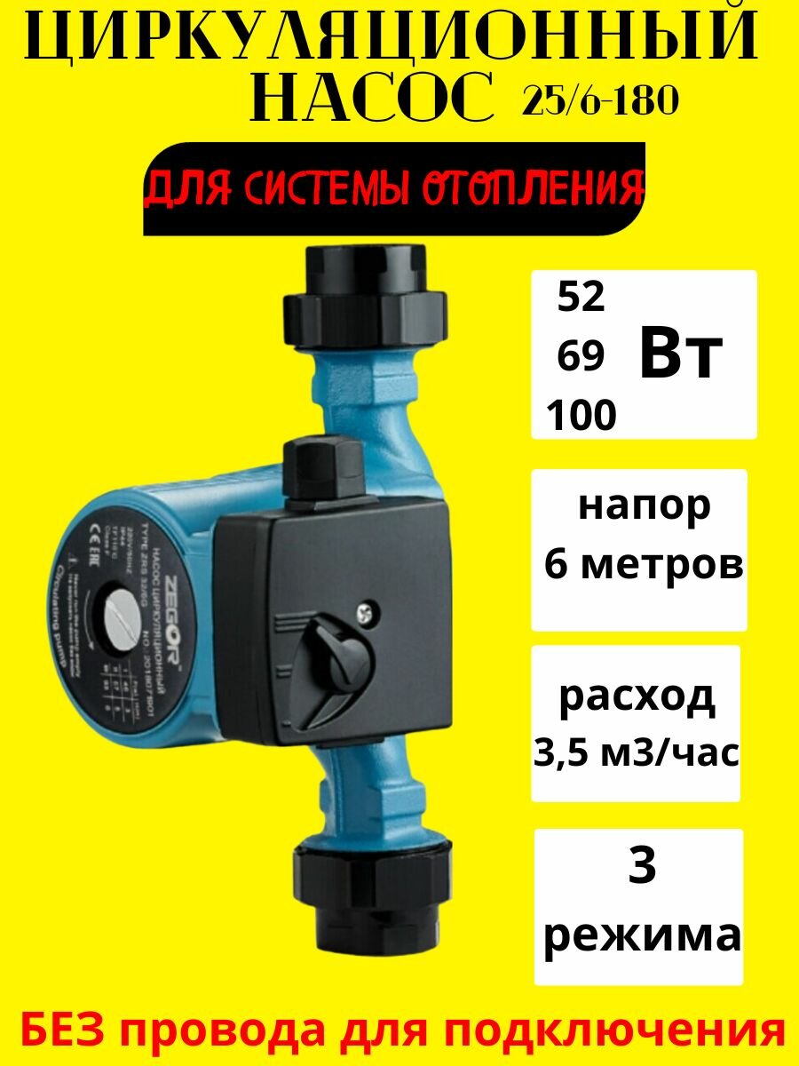 Циркуляционный насос ZRS25/6GB-180 мокрый ротор чугунный корпус