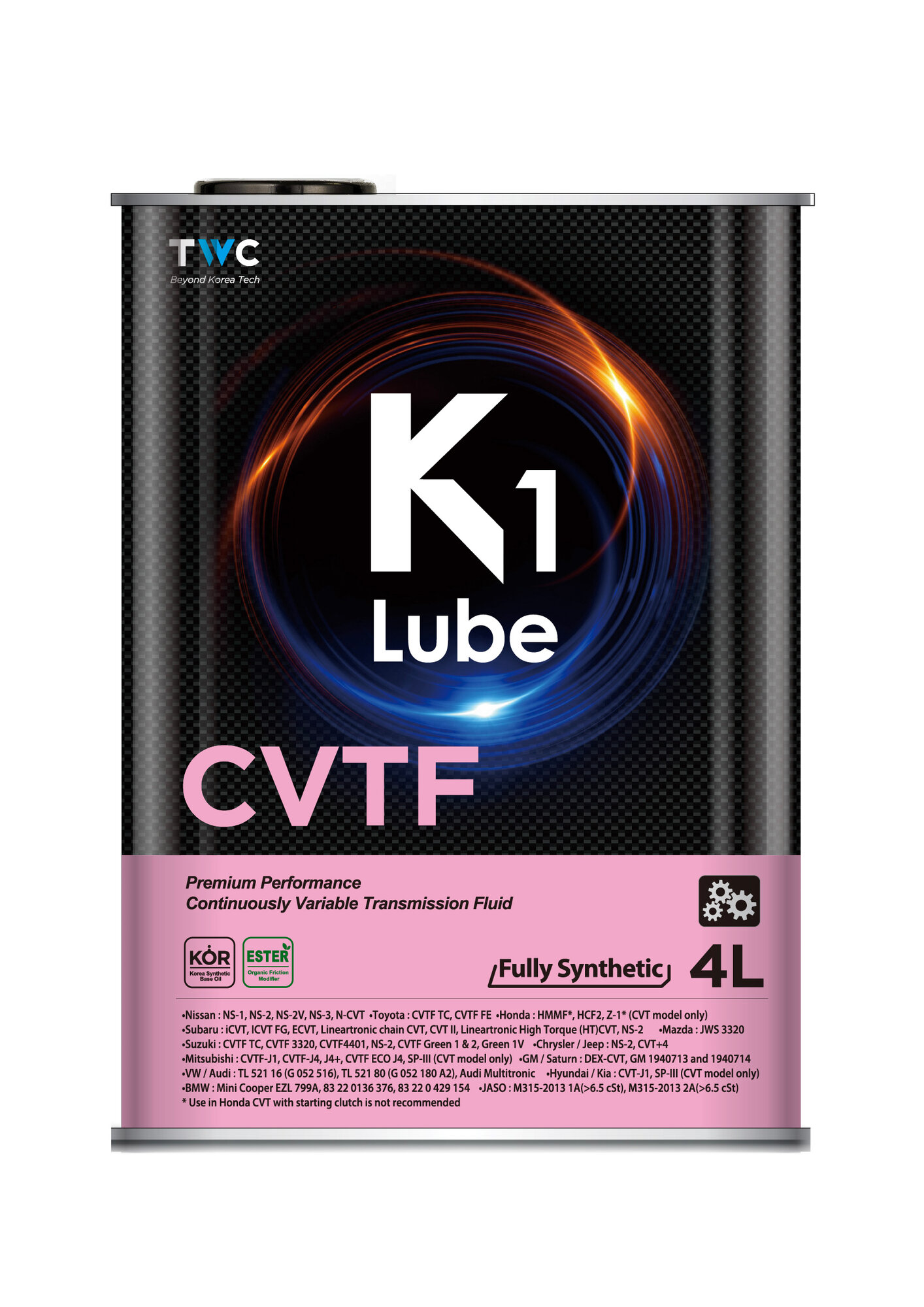 Масло трансмиссионное всесезонное K1 Lube CVTF канистра 4 литра, железо