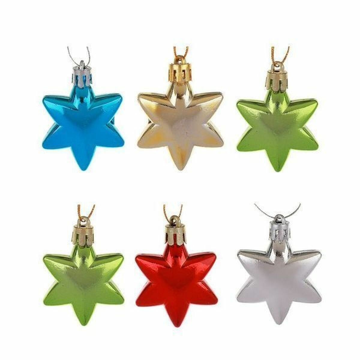 Набор игрушек в виде звездочек  6 шт  разноцв  пластик  5x5 см сноу БУМ