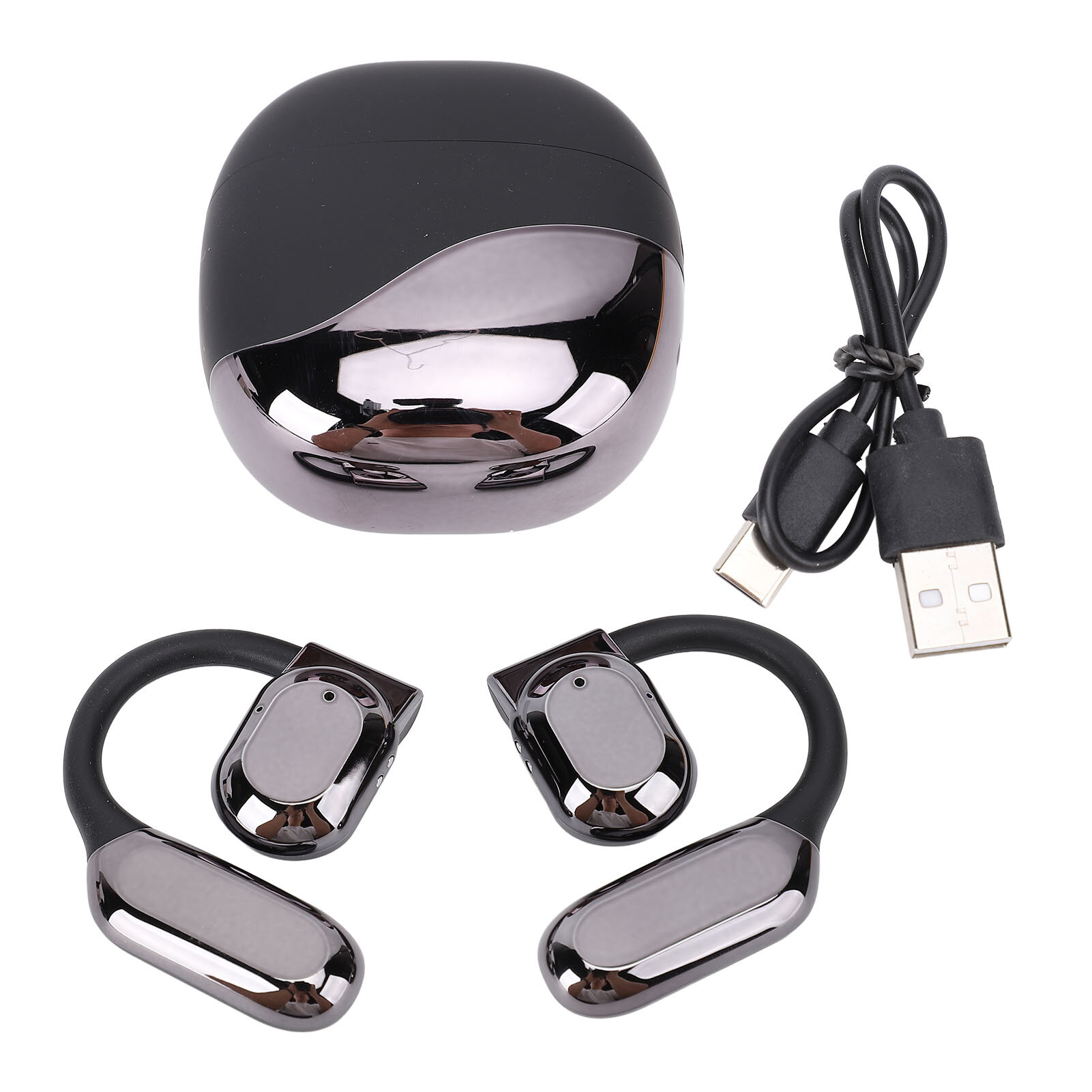 Translation Earbuds Earhook Active Noise Reduction Wireless Bluetooth AI Language Translator Black