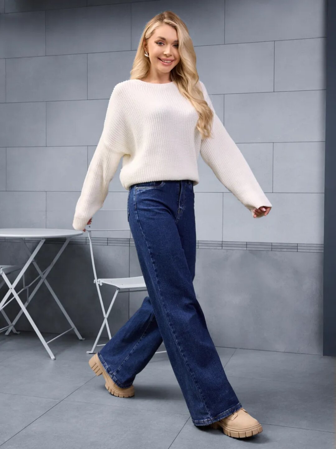 Джинсы трубы , размер S, темно-синий 22 — фото 1