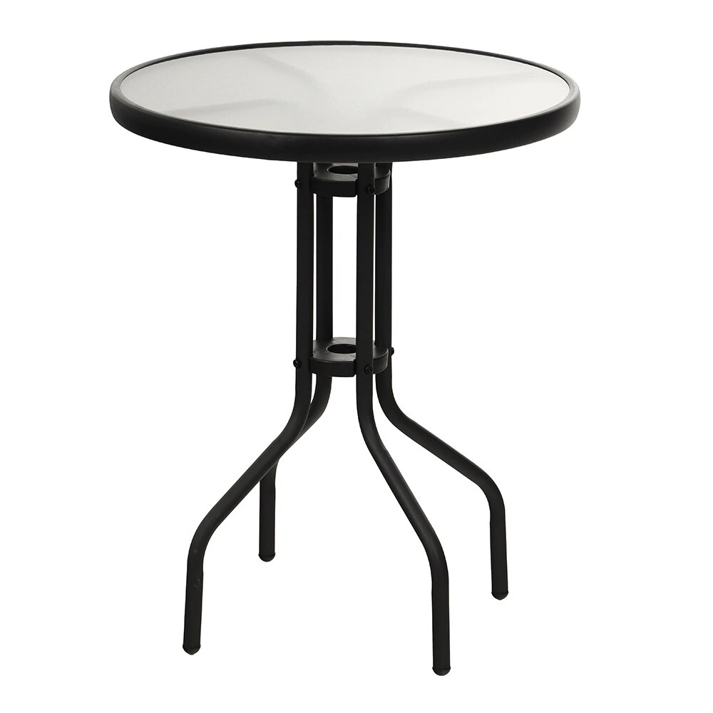 Столик садовый 60х70 см металл/стекло черный