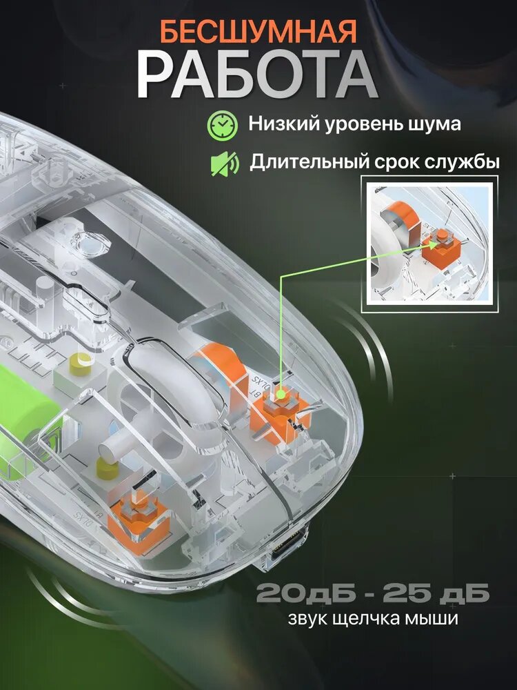 Мышь беспроводная мышь беспроводная аккумуляторная Bluetooth мышь компьютерная бесшумная мыши для ноутбука пк,1600DPI, белый — фото 1