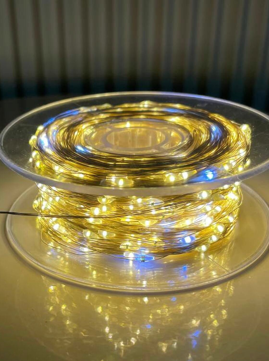 Электрогирлянда на елку, уличная 100м, 1000 LED тепло-белый, голубой, новогодняя Роса, белый провод, Crystal Trees