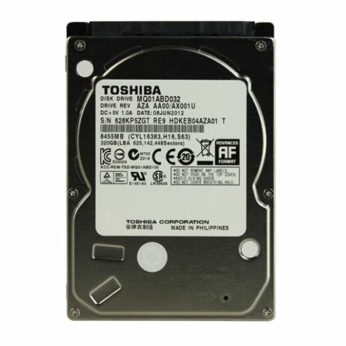 2.5" 320 ГБ Жесткий диск Toshiba MQ01ABD032 (MQ01ABD032) - SATA3 6.0 Гбит/с, 5400 об/мин, кэш памяти - 8 МБ
