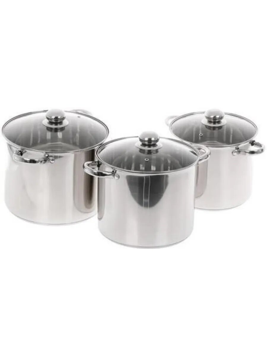 Набор стальных кастрюль KL-4104 7,5, 9,5 и 12 л — фото 1